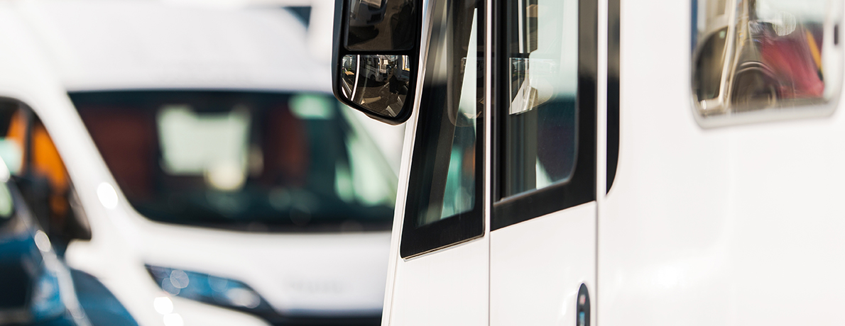 Close up image of recreational vehicles in storage.